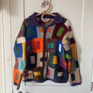 Handknit in Ecuador  Patchwork Knit cardigan